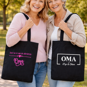 Katoenen schoudertas met lange lussen bedrukt naar wens