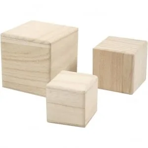 Set 3 Houten kubussen Keizerin boom