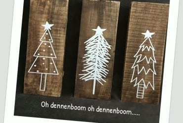Set van 3 houten plankjes met kerstboom
