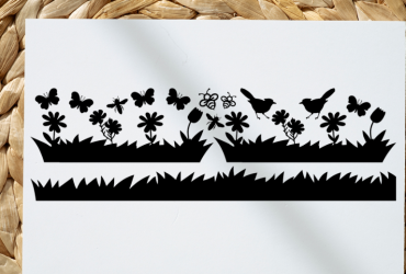 Statische raamstickers / Bloemen en insecten / 59 x 18 cm