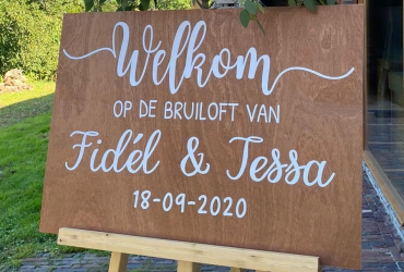 Welkomstbord keuze uit diverse afmetingen