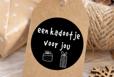 Sluitsticker "kadootje voor jou" rond zwart