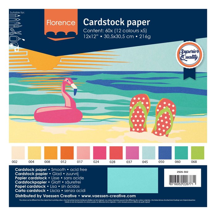 Feuille unie blanche Cardstock Florence 30,5cm x 30,5cm