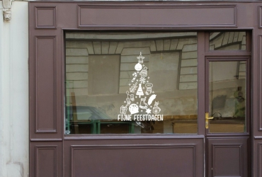 Statische raamsticker kerstboom Fijne feestdagen 35 x 53cm