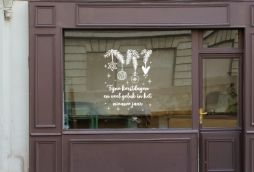 Statische raamsticker Fijne feestdagen en veel geluk in het nieuwe jaar 27 x 35 cm