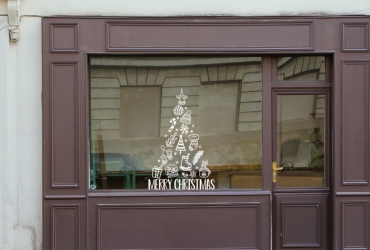 Statische raamsticker kerstboom Merry Christmas 35 x 53cm