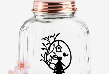 Vinyl sticker Konijntje in ei met vogeltje