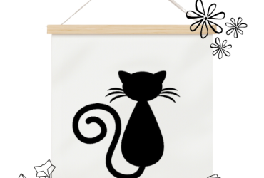 Vinyl sticker / Poes op uitkijk met krulstaart