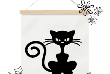 Vinyl sticker / Poes met krulstaart zittend