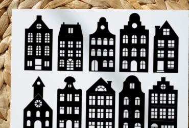 Statische raamstickers / Huisjes groot