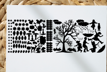 Statische raamstickers /  Kinderen in de regen XL 100 x 29 cm