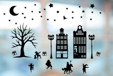 Statische raamstickers / Huisjes Sinterklaas 3. / 59 x 29 cm