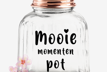 Vinyl sticker / Mooie momenten pot 6,5 x 6,8 cm