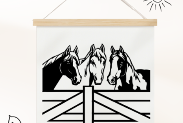 Vinyl sticker / Paarden achter een hek