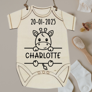 Vinyl sticker / Giraffe met naam en datum naar wens