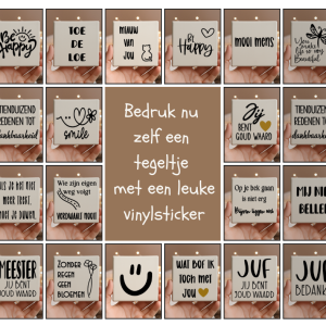 Tekst sticker passend op een tegeltje