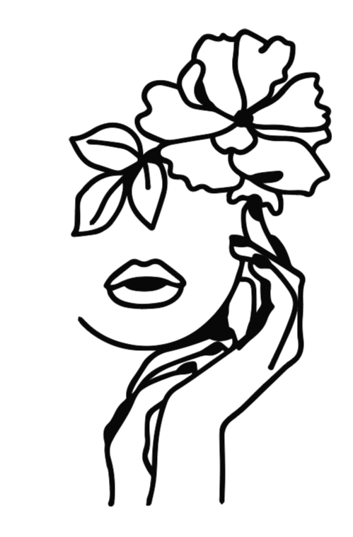 Vrouw met bloem lijntekening